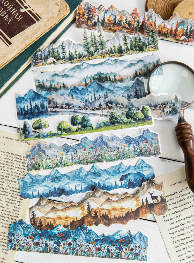 10-Blatt-Landschaftsaufkleberpaket, natürliche Landschaft, Junk Journal, DIY, Scrapbooking, Schulbedarf, Collage, Schreibwarenaufkleber – Detail 15