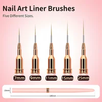 7/9/11/15/25MM Nail Liner Brush Set UV Gel Nail Brushes Kits 5pcs French Stripe Line Painting Drawing Flower Pen Manicure Tools 2