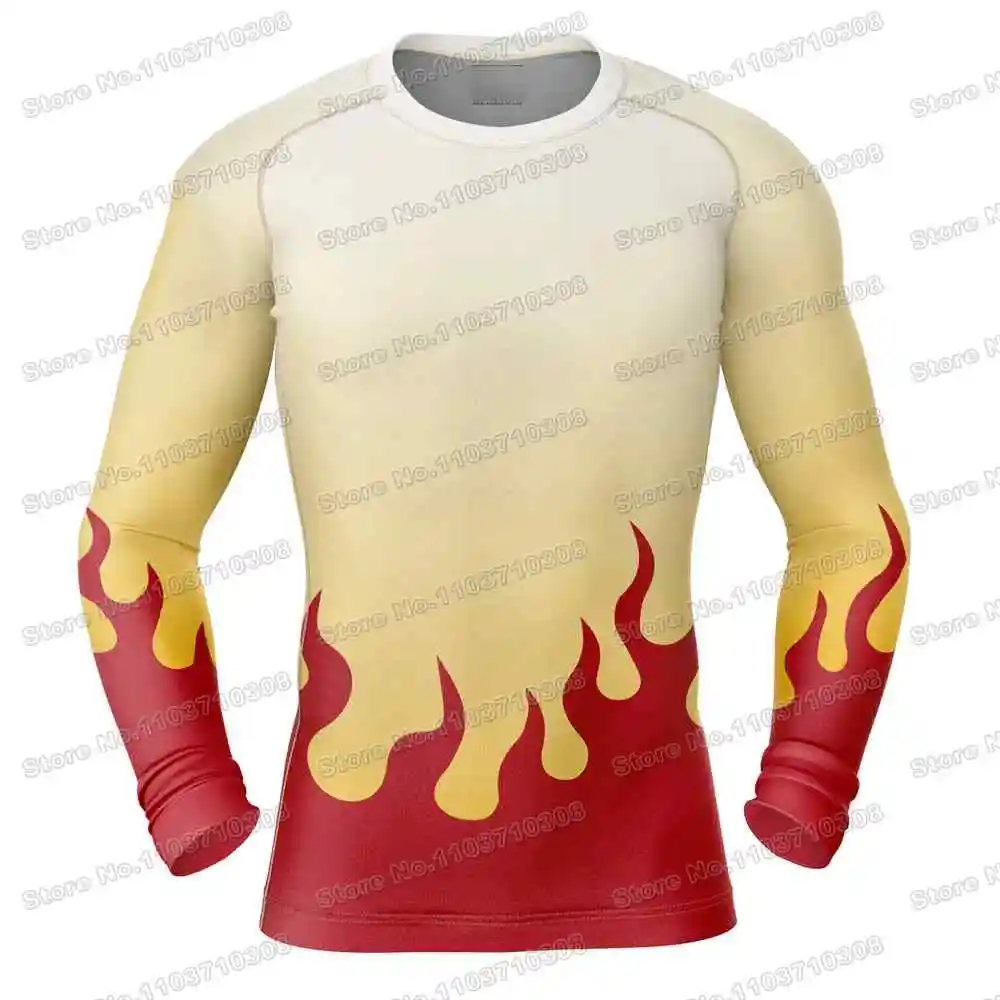 Akaza Demon Slayer Long Sleeve Surfing Jersey Beach Shirts Swimwear Diving Gym Shorts MMA BJJ Men Jiu Jitsu Fitness Sets