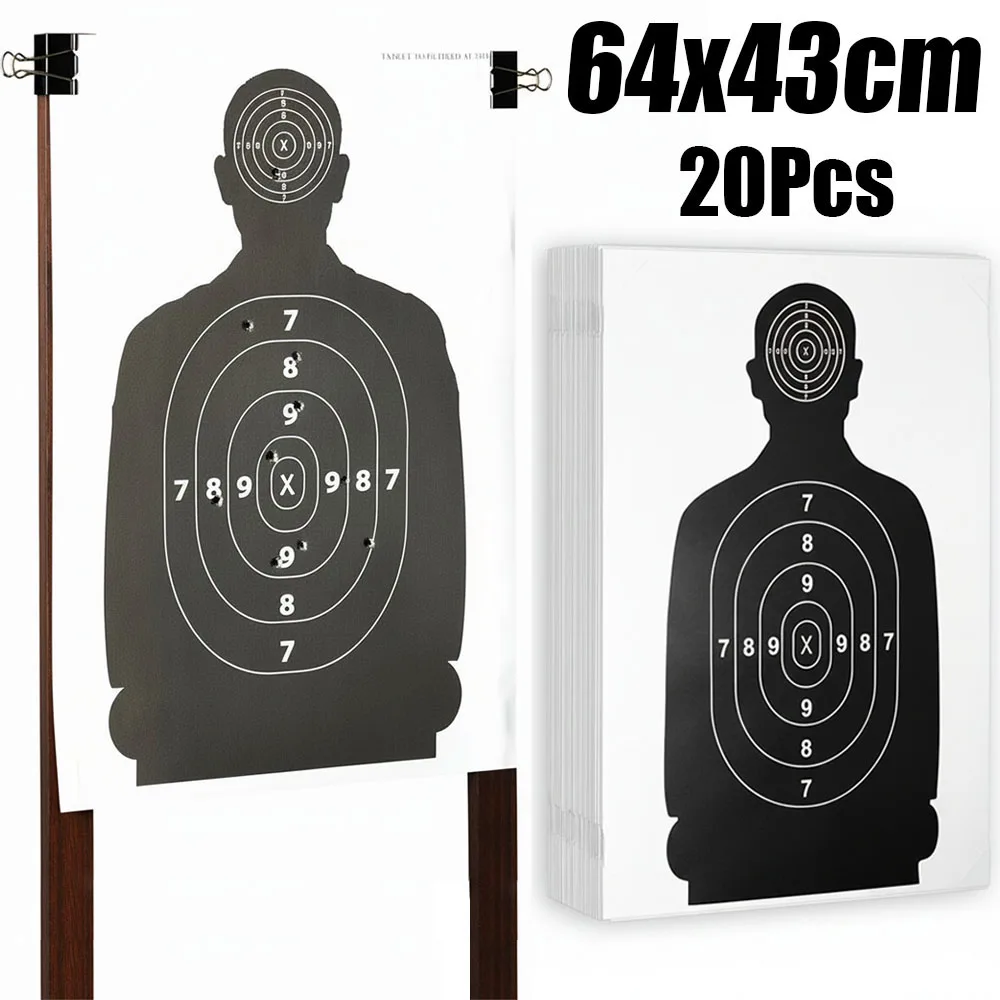 Cibles de tir papier grand format 64x43cm 20 pièces - Silhouettes pour airsoft et carabines à plombs