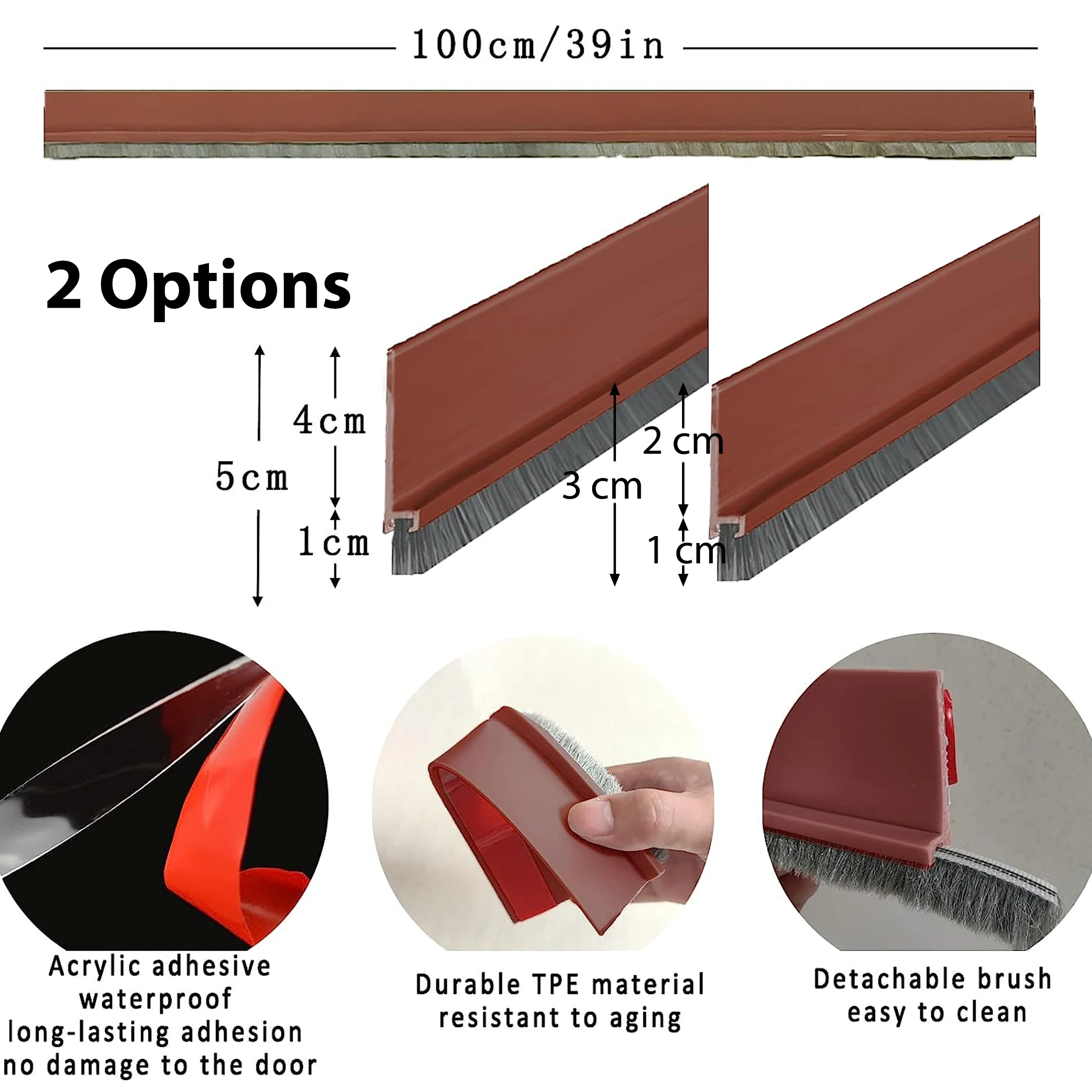 Enhanced Door Seal Draft Stopper with Noise-Reducing Brush and Adjustable Rubber Sweep