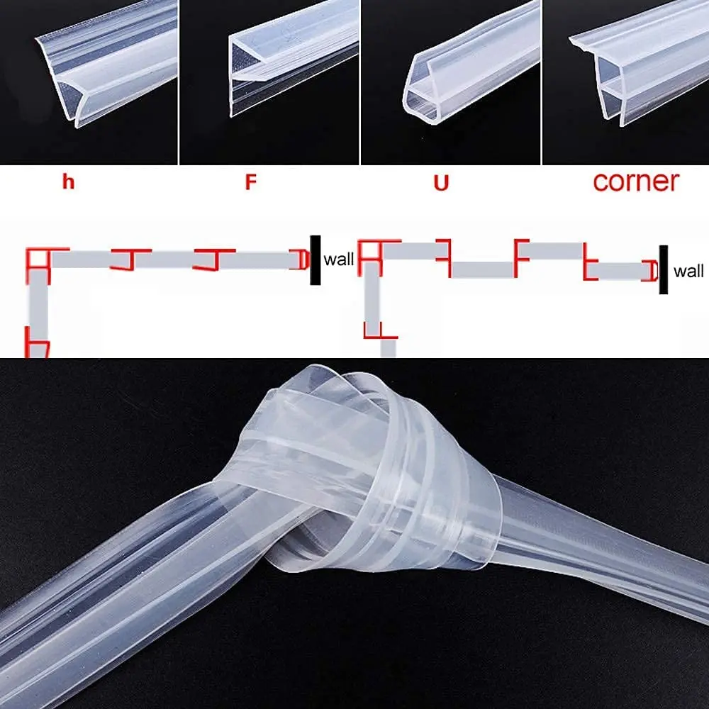 h/f/u/corner Shape Glass Seal Strip Silicone Bath Shower Weather Strips Draft Stopper for Door Window 6-12mm 2M door seal strip sealing strip tape window seal strip sealing tape rubber seal strip rubber door weatherstripping door draft stopper shower door seal silicone seal strip door weatherstripping rubber shower seal sealing strip shower water barrier waterproof tape