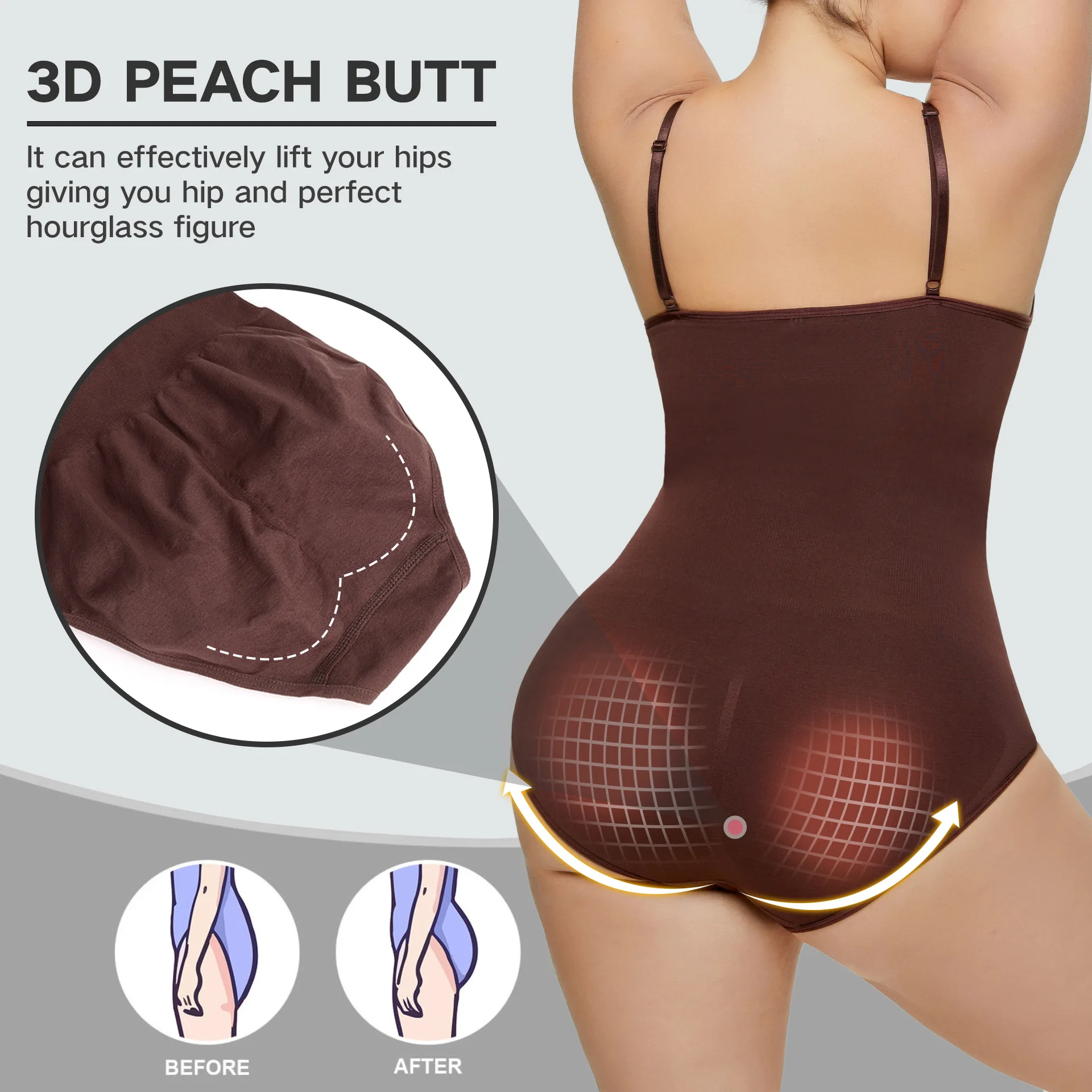 Butt Lifter Bodysuit Body Shaper Tummy Control Shapewear Thigh Slimmer  (Color : A, Size : XL) (E M) (E XL) : : Clothing, Shoes &  Accessories