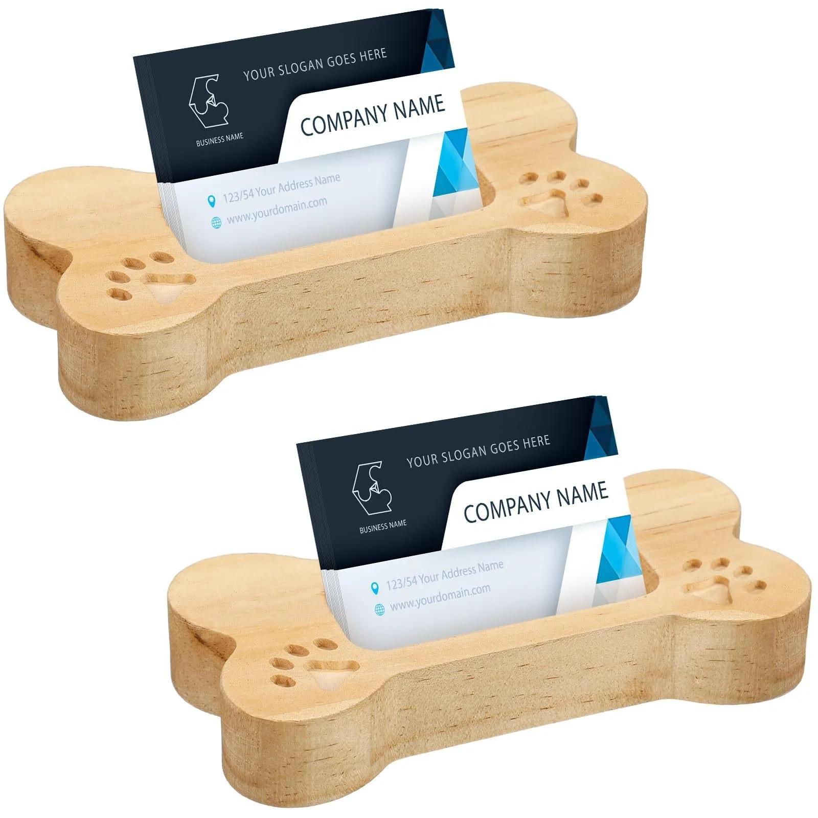 1 desktop solid wood card holder carved dog bone card case Wooden claw print holder display rack