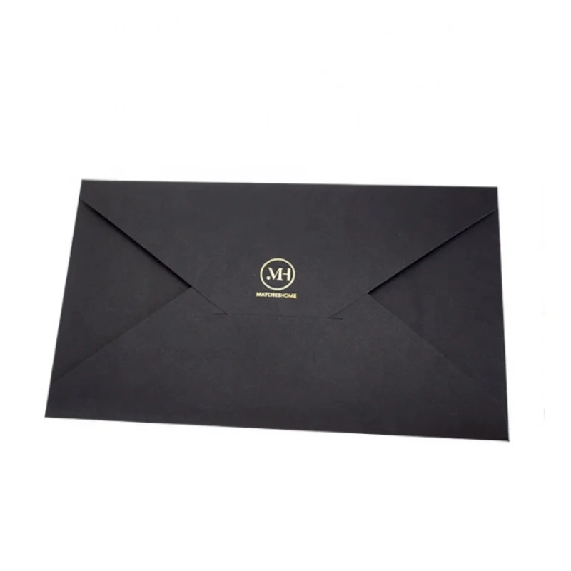 

Customized product、Custom printed foil stamping black cardboard kraft paper envelope invitation card voucher holder