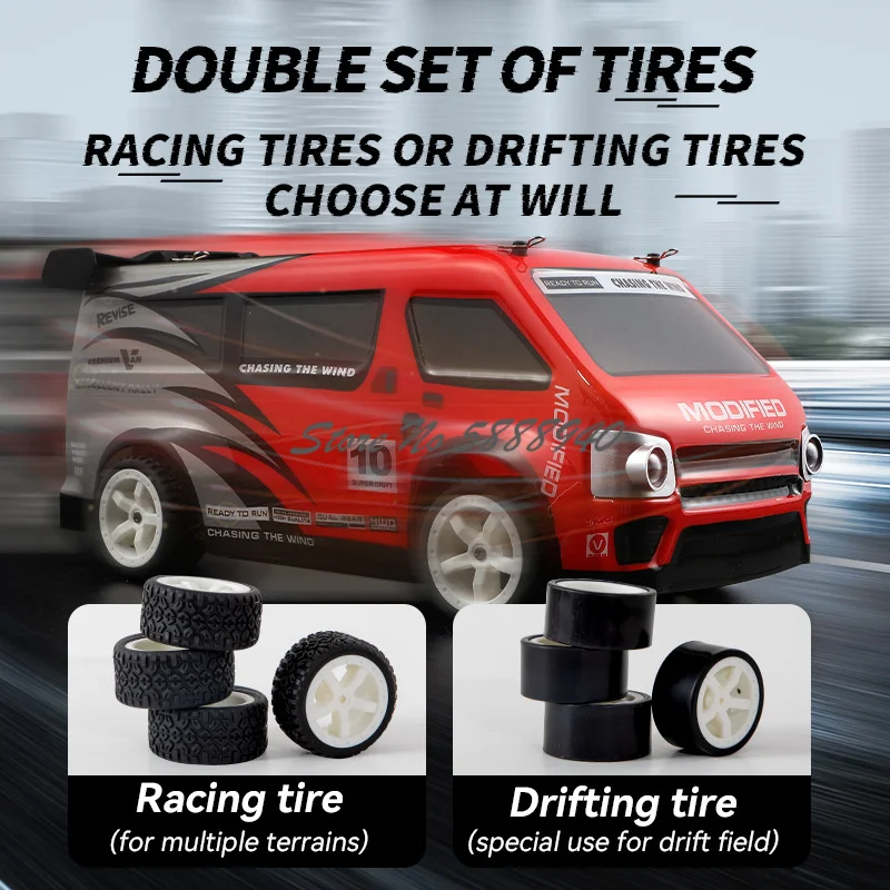 1:16 4WD MPV Electric Remote Control Truck Model 2.4G Angel Eye Headlight 360° High Speed Drift RC Car Truck With Dual Set Wheel 5