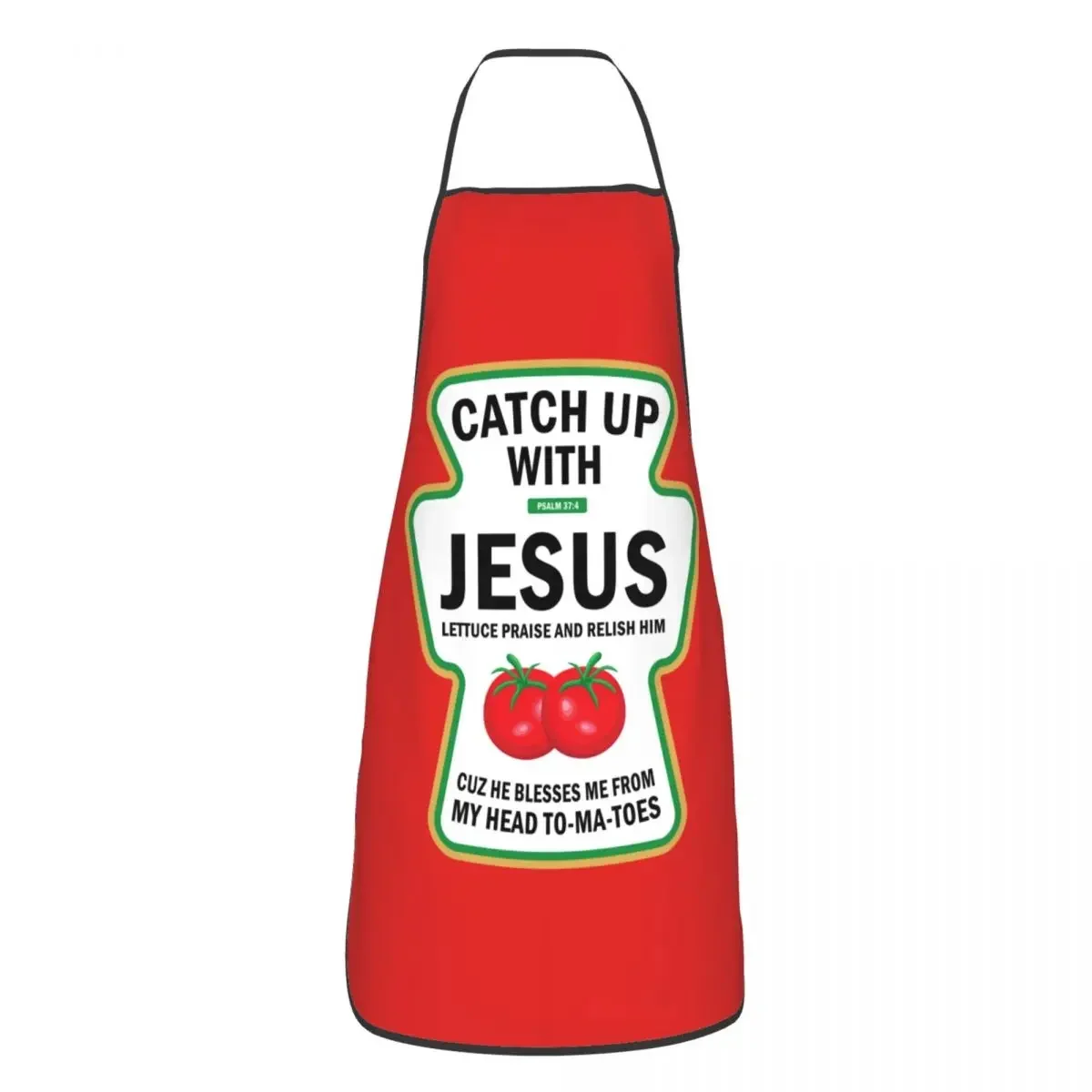 

Funny Christian Ketchup Pun Food Meme Bib Apron Adult Women Men Chef Tablier Cuisine for Cooking Kitchen Catch Up With Jesus