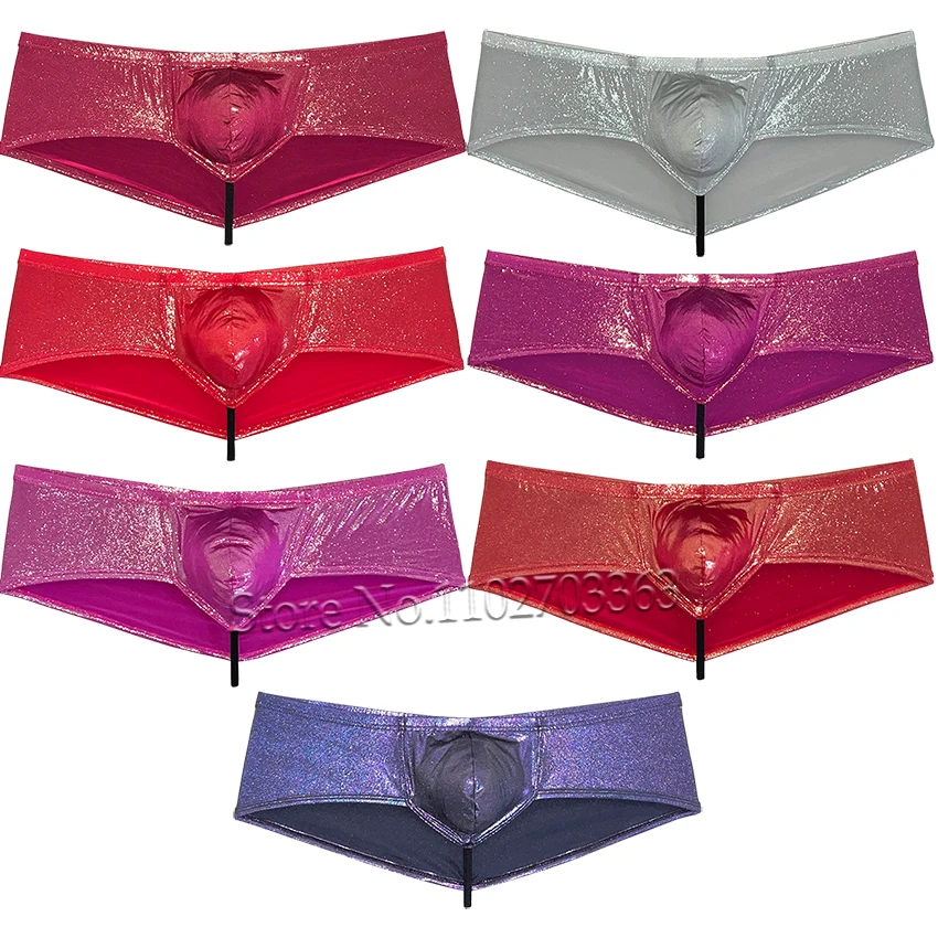 Men\'s Sexy Wet Look Hipster Hip Hop Boxer Briefs with Pouch Bikini Underwear Daring and Seductive