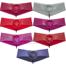 Men's Sexy Wet Look Hipster Hip Hop Boxer Briefs with Pouch Bikini Underwear Daring and Seductive