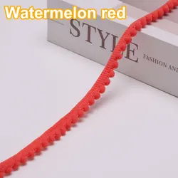 Mini Pom Pom Fringe Ribbon Lace Trim for DIY Home Decor and Crafts - 35 Vibrant Colors (Watermelon red)