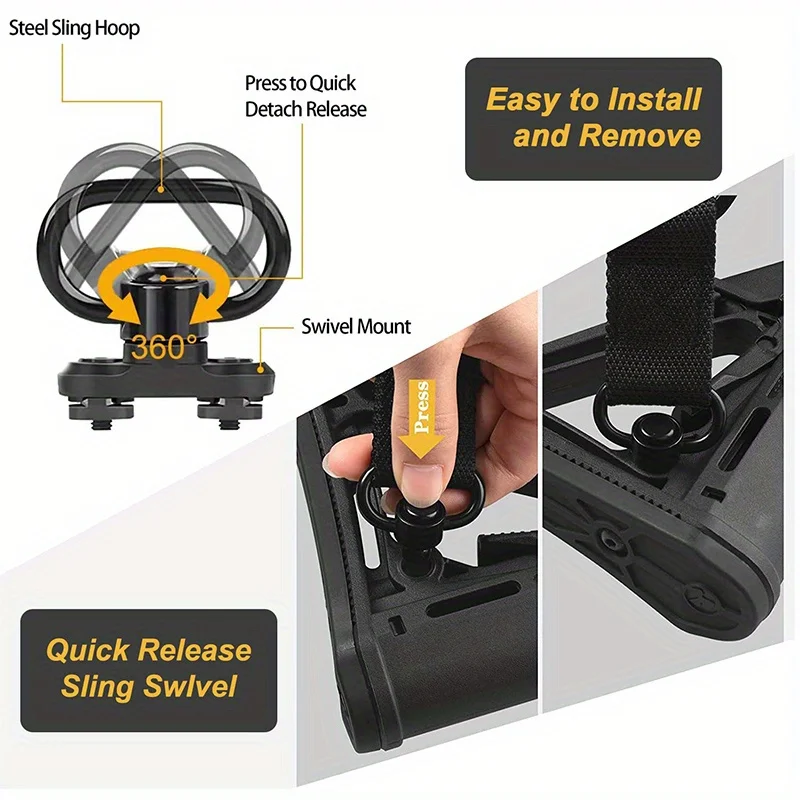 2 Point Sling Quick Adjust with Sling Swivels 2 PCS MountStraps with Fast Adjust Thumb Loop