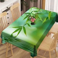 Nappe décorative à imprimé feuilles de bambou, couverture de table élégante pour salle à manger, fête, table basse, bureau et décoration intérieure 1