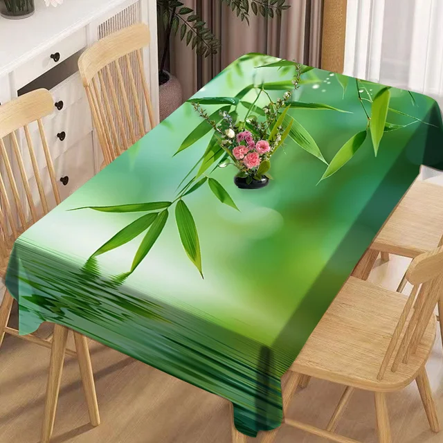 Nappe décorative à imprimé feuilles de bambou, couverture de table élégante pour salle à manger, fête, table basse, bureau et décoration intérieure 1