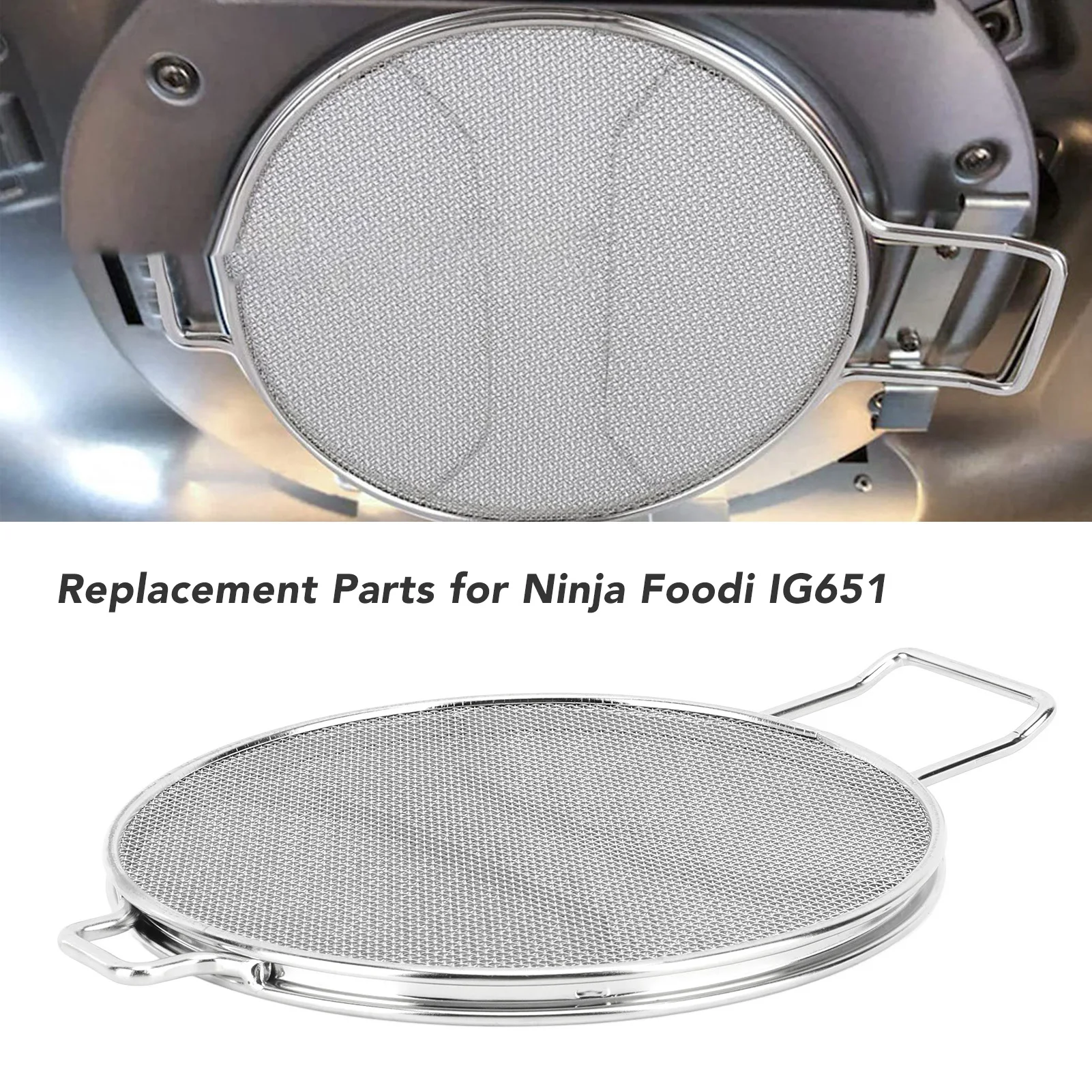Detachable Stainless Steel Splatter Splatter Screen Oil Proofing Lid Replacement for Foodi IG651 Fryer Accessories