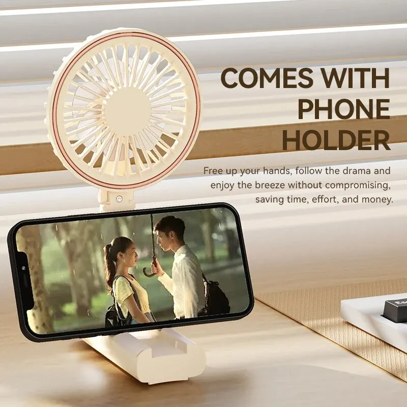 Handheld Ultra Slim MiniFan W10 | 4-Speed Portable Fan | Battery % Display | USB Rechargeable | 10Hrs Runtime | Child-Safe