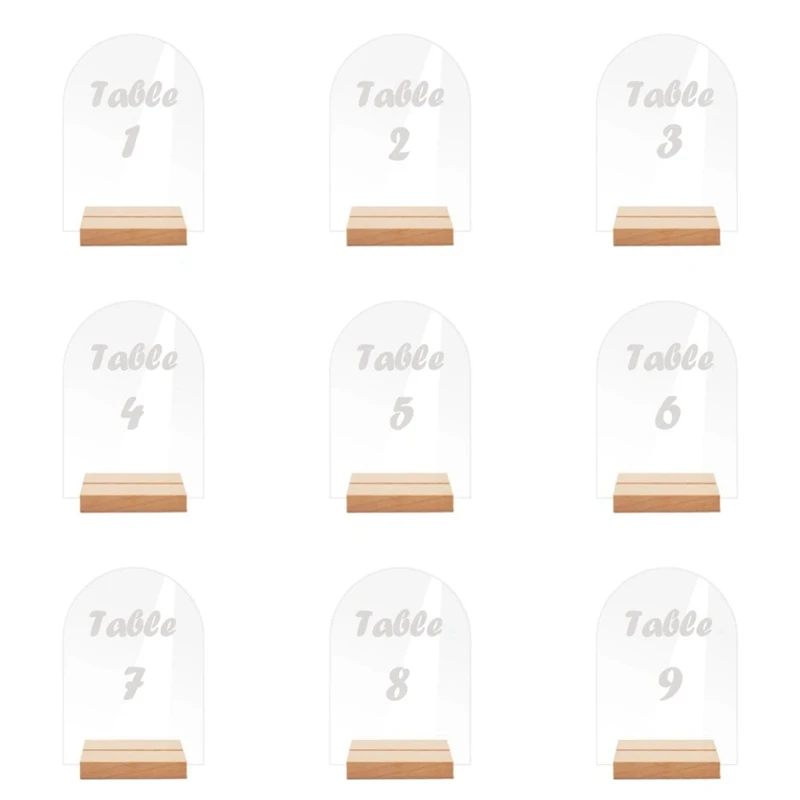 12PCS DIY Blank Acrylic Table Sign Clear Sign With Stand Transparent Arch Table Numbers Card Wedding Decoration, Durable A