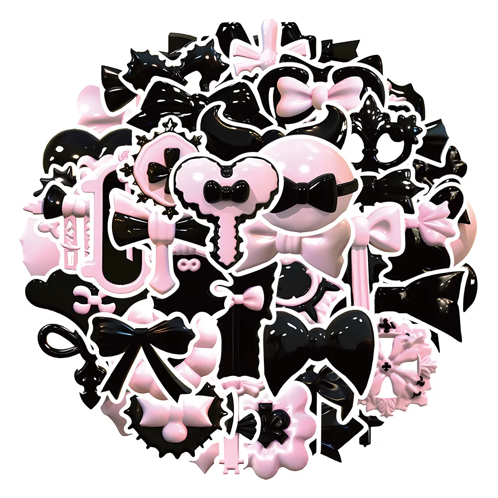 10/30/50 Pz Carino Nero Rosa Fiocco Adesivi Cartone Animato Graffiti Giocattoli Decorazione Album Fai Da Te Notebook Telefono Frigorifero Bici Casco D