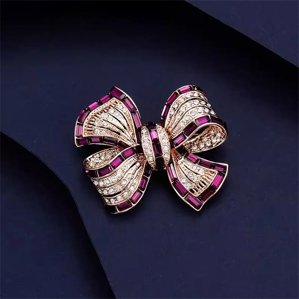1Pc 블루/퍼플/핑크 빈티지 Bowknot 브로치 여성용 럭셔리 디자인 우아한 캐주얼 파티 브로치 핀 여성용