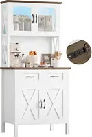 71" Kitchen Pantry Cabinet with LED Lights and Power Outlets, Farmhouse Kitchen Hutch Cabinet with Microwave Stand,Tall Cupboard 1