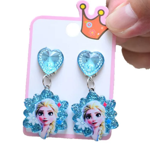 Disney Elsa children's ear clip earrings without pierced cartoon princess series earrings Frozen ear clip little girl accessorie
