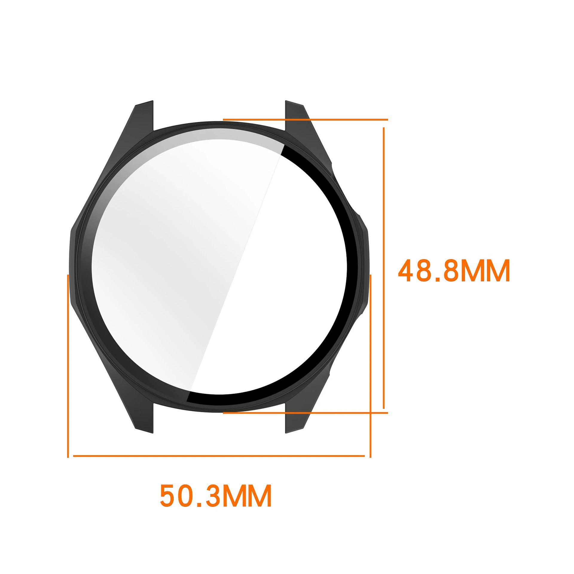 Premium Tempered Glass PC Screen Protector Case - 46mm Watch Accessory Cover