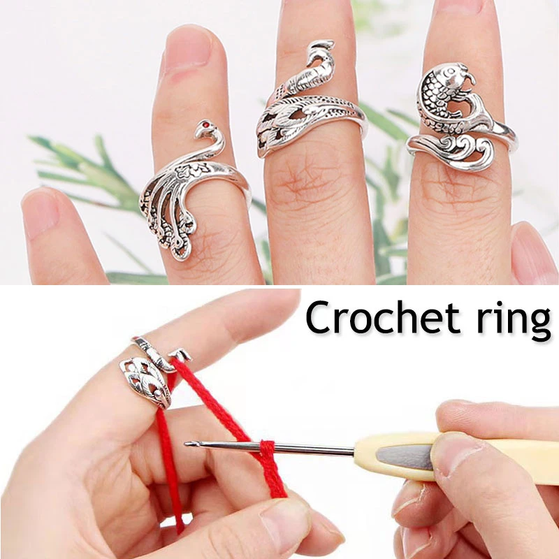 Knitting Ring Crochet Loop DIY Knitting Finger Wear Thread Wrapped Open  Rings Yarn Guides Craft Adjustable Sewing Accessories - AliExpress