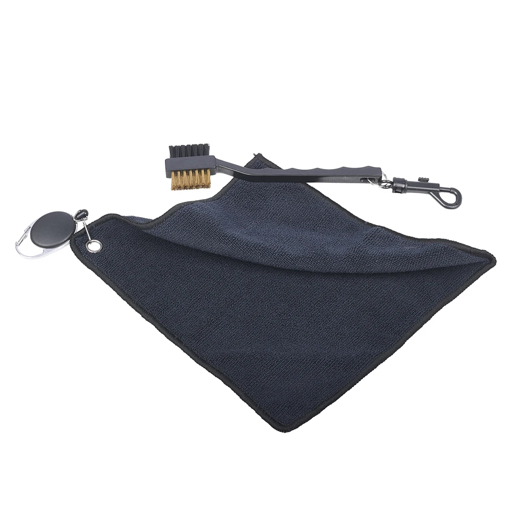 25*25CM Golf Towel Club Square Towel Easy To Pull Rope Hook Double-Sided Microfiber With Golf Brush 4