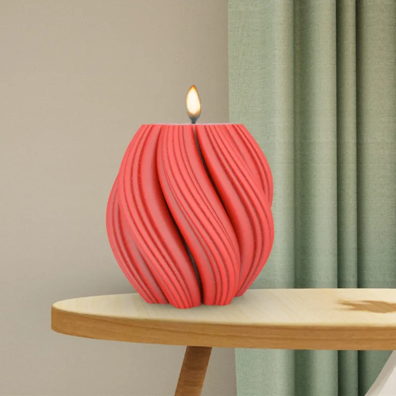 Irregular Geometric Wave Rotating Candle Mould Abstract Art Column