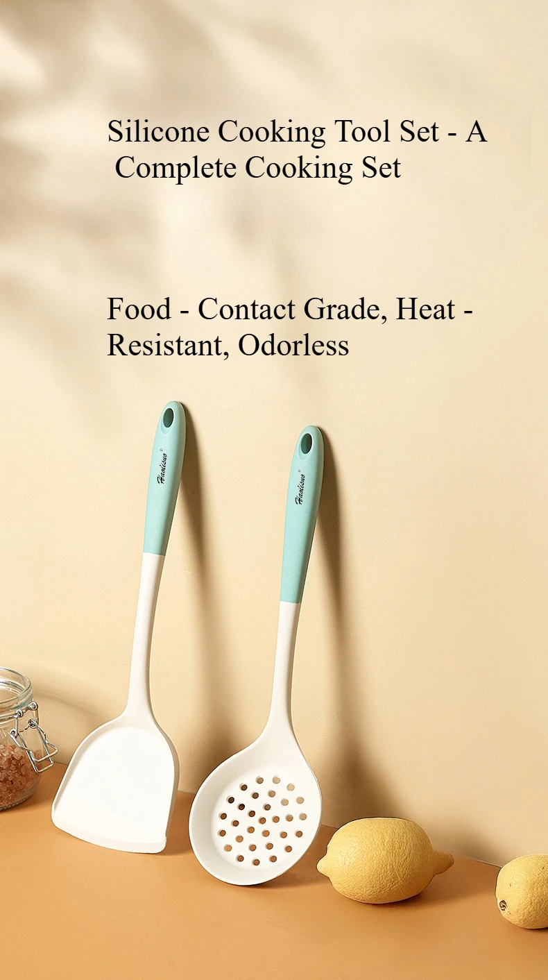 Silicone Kitchen Utensil Set with Non-Stick Pans Silicone Spatula Soup Ladle Slotted Spoon Cooking Tools for Kitchen