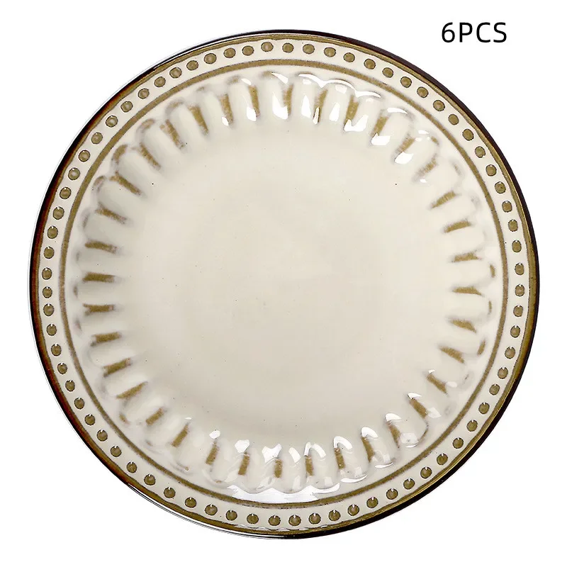 6PCS Set 8inch 10inch Ceramic Creative Western Food Plate Steak Spaghetti Tableware Pasta Home Salad Bowl dishes and plates sets