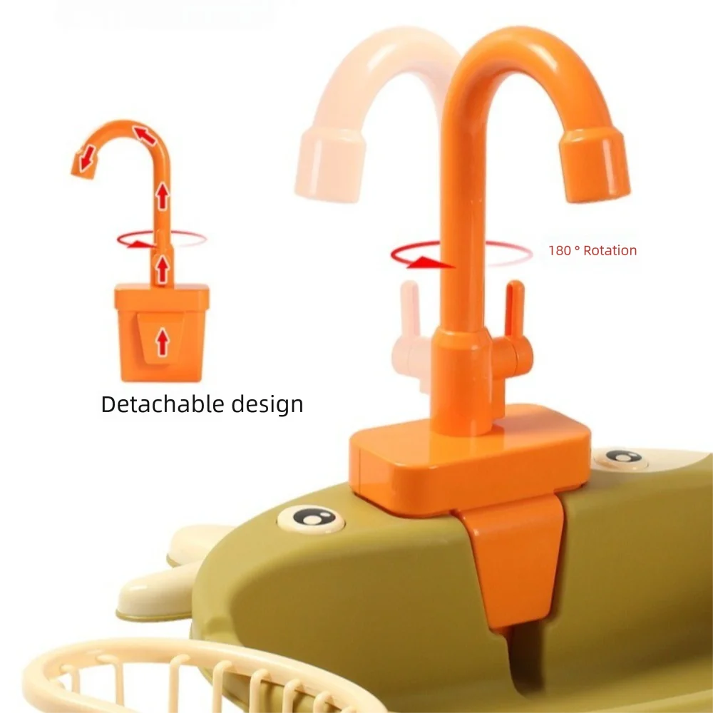 Toddlers Boys Single Hole Kitchen Sink Rotatable Simulation Faucet Replacement Plastic Gift Sink Faucet Play Tap Children