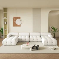 Sdorens 138" Modular Sectional Couch Modern U-Shaped Minimalist Velvet Sofas for Living Room Deep 4-Seat Sofas with 2 Ottomans