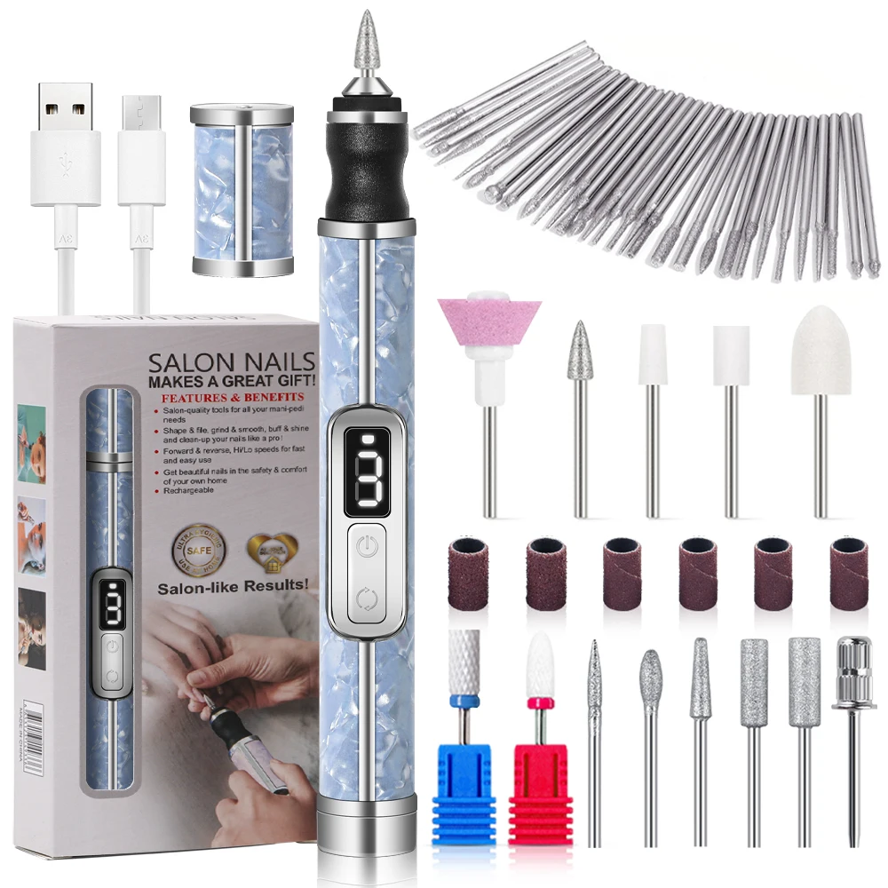 Professional Electric Nail Polishing Machine Nail Drill Multiple Gears Low Noise Nails Sander File Set For Manicure Salon Tools
