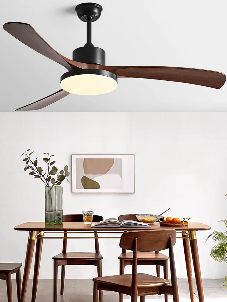 46 Inch Modern DC Ceiling Fan Light Led Lamp Remot Control Black Plastic Leaves Fans Home 110-220V Restaurant lights