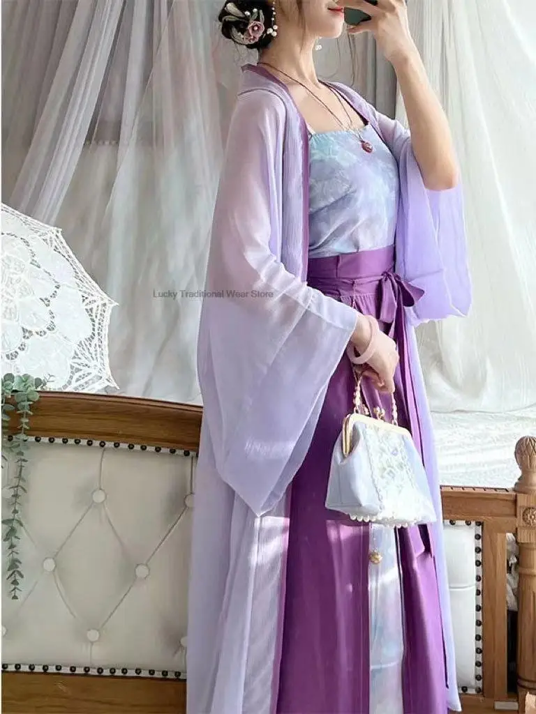 Alte chinesische Hanfu Kostüm Frauen traditionelle Lied Dynastie Fee Kleid Hanfu Mädchen Outfits täglich lila Hanfu Kleid Set