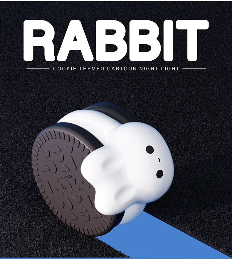 USB Rechargeable Timer Switch LED Night Light Cute Biscuit Rabbit Lamp For Kids Bedroom Dimming Table Pat Lamps Birthday Gift
