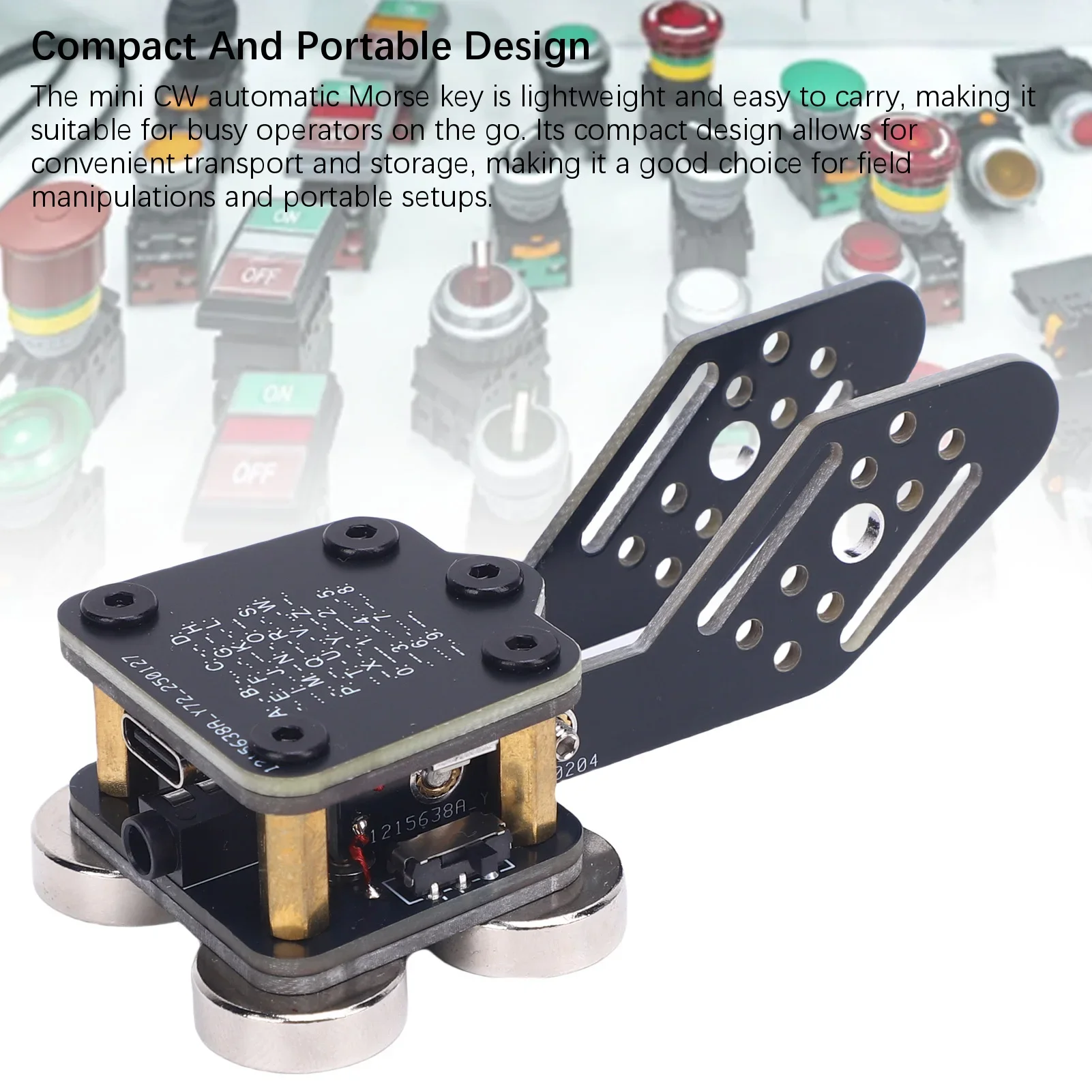 CW 키어 자동 트레이너 PCB 4번째 자석 베이스 3.5mm 및 Type-C 인터페이스 2채널 더블 패들 자동 모스 코드 키