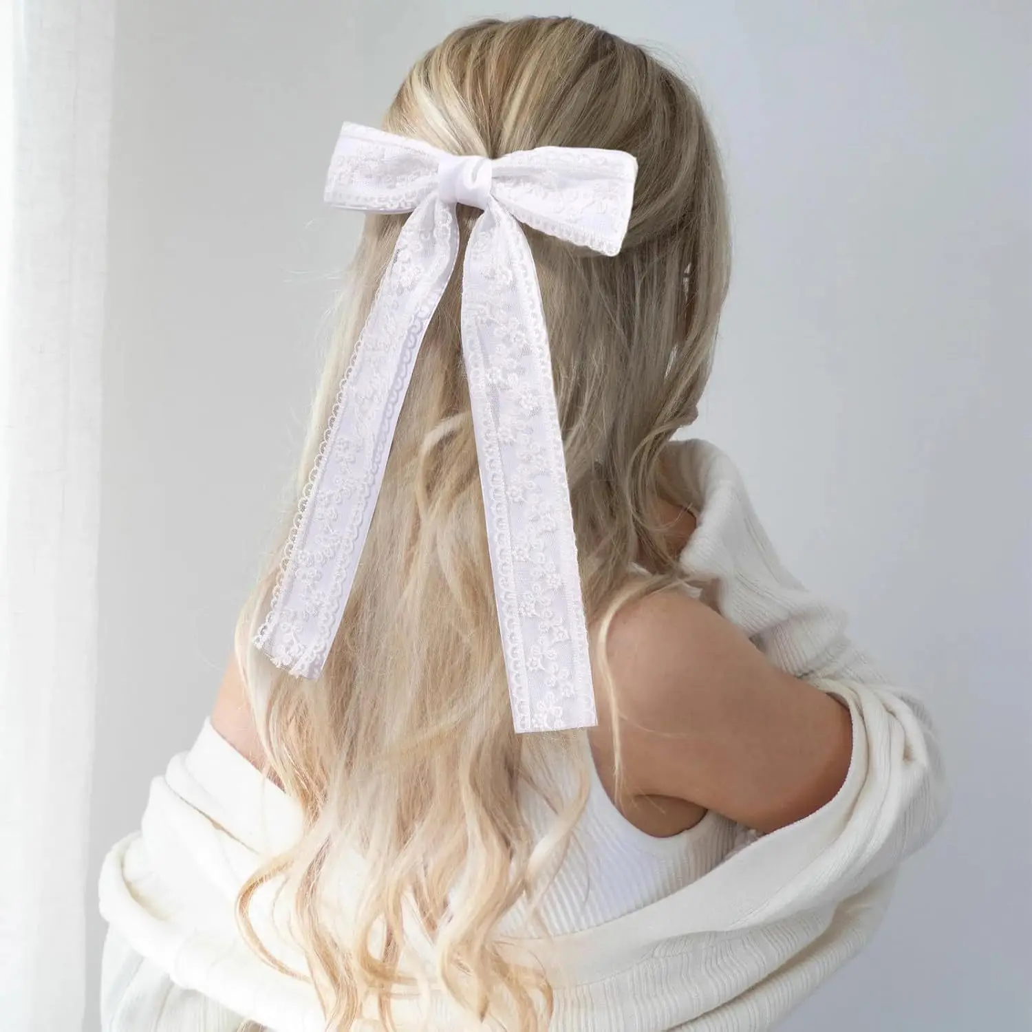 Elegante Spitze Doppelschicht Band Bogen Haarnadeln Frauen Mädchen Haarspangen Hochzeit Zubehör Haarspange Kopfbedeckung Kopfschmuck Ornament – Detail 5