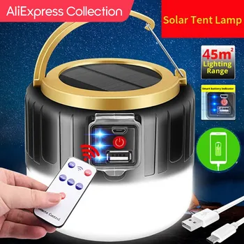 AliExpress 컬렉션 야외 태양광 LED 캠핑 조명, USB 충전식 텐트, 휴대용 랜턴, 낚시용 비상등