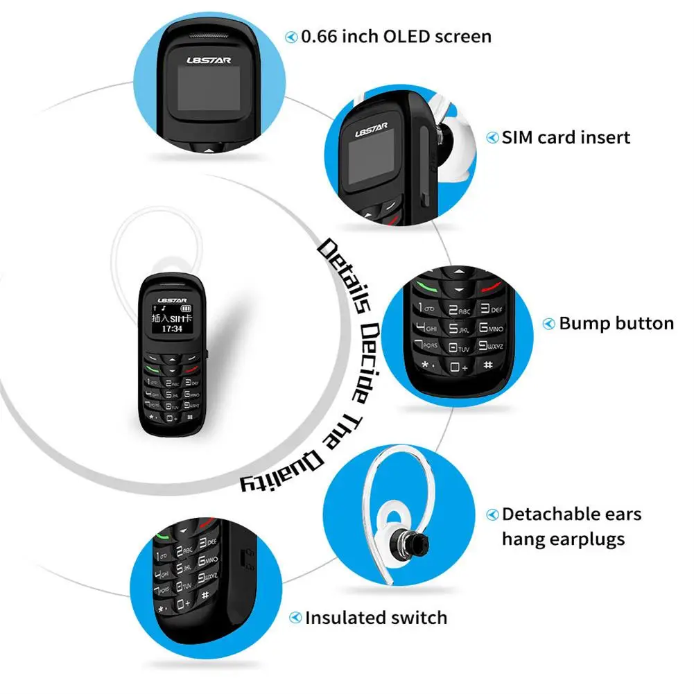 L8star BM70 mini mobilní telefon bluetooth-compatible univerzální bezdrátový sluchátka buňka telefon dialer super malý BM70 global system for mobile communications telefonů