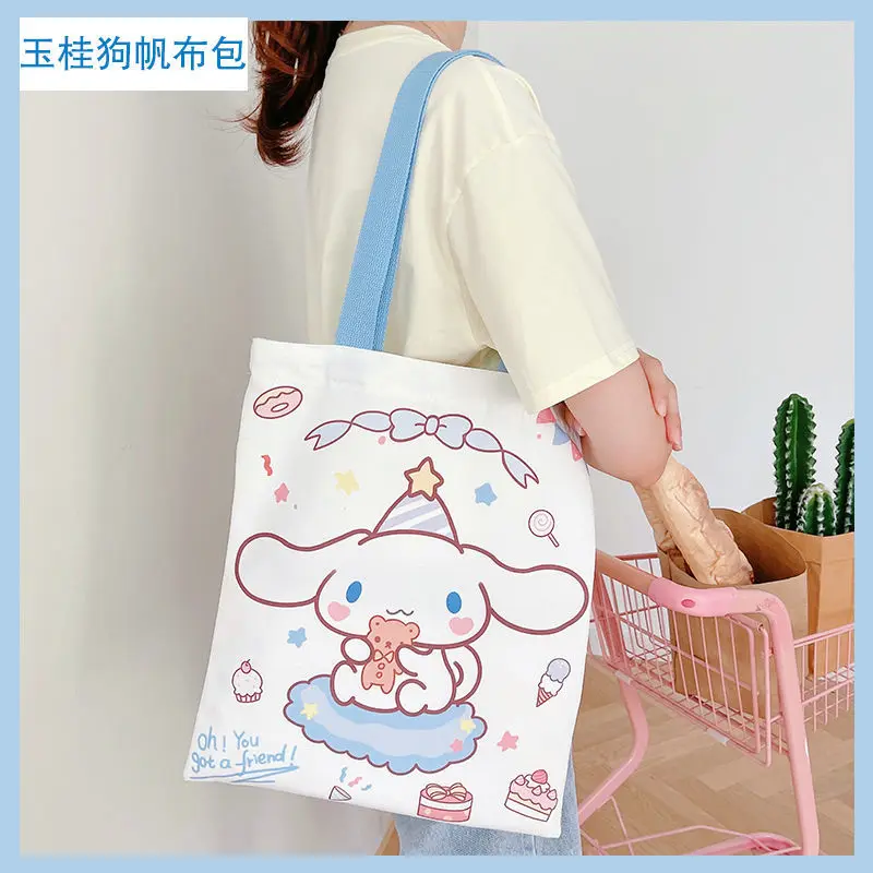 Cinnamorolls Canvas Bag Female Cartoon Portable Large Capacity Tote Bag Student Book Portable Cute Storage Shoulder Bags Gift