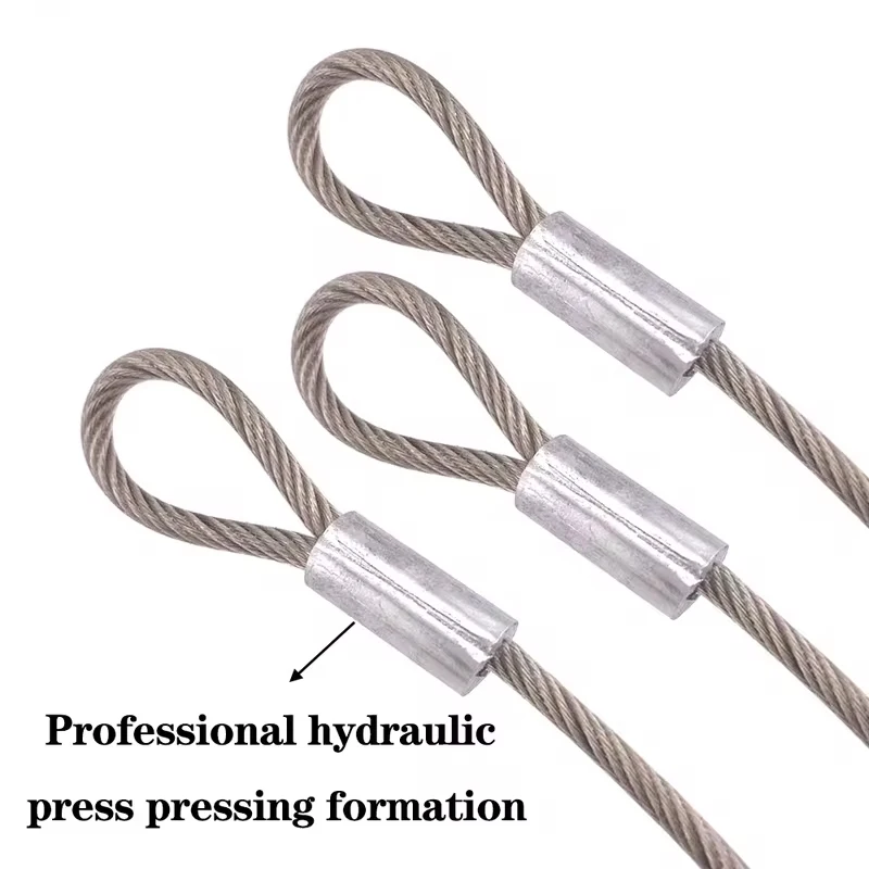PVC Coated Cable With Loop Compression Customisable Rustproof 304 Stainless Steel Wire Rope Non-adjustable Slings 2PCS 1.5/2/3mm