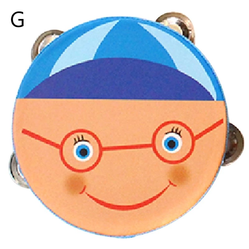Wooden Hand Drum Musical Percussion Instruments Children Kids Music Toy Cartoon Mini Musical Instrument Hand Drum Hand Held Tambourine Drum for Party Game