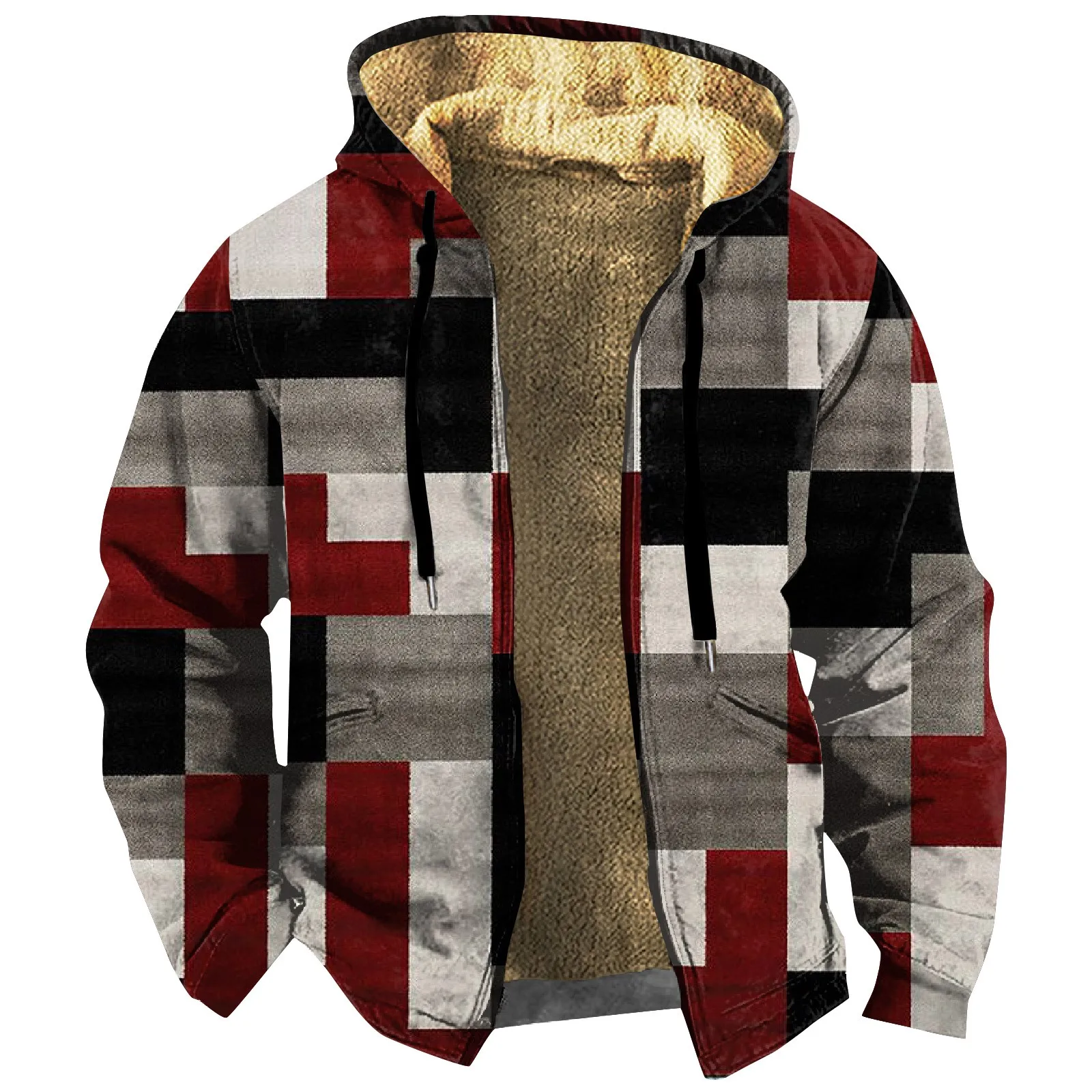 

Men's jacket Retro Print Jacket Men's Spring And Autumn Casual Trend Zipper Hooded Jacket Streetwear Coldproof Coat men's