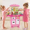 Play Kitchen Girls Toy Pretend Food- Kitchen Toys for Kids, Kitchen Set Play Realistic smoke and lighting, for Girls Boys Age 3+ 4