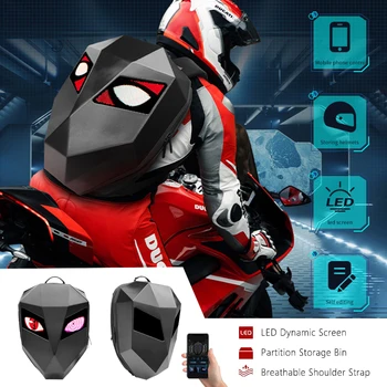 Uomo Hard Shell Motocicletta Ciclismo Zaino locomotiva a LED Borse per casco Zaino per donna Zaino LED con controllo APP Borse da lavoro 1