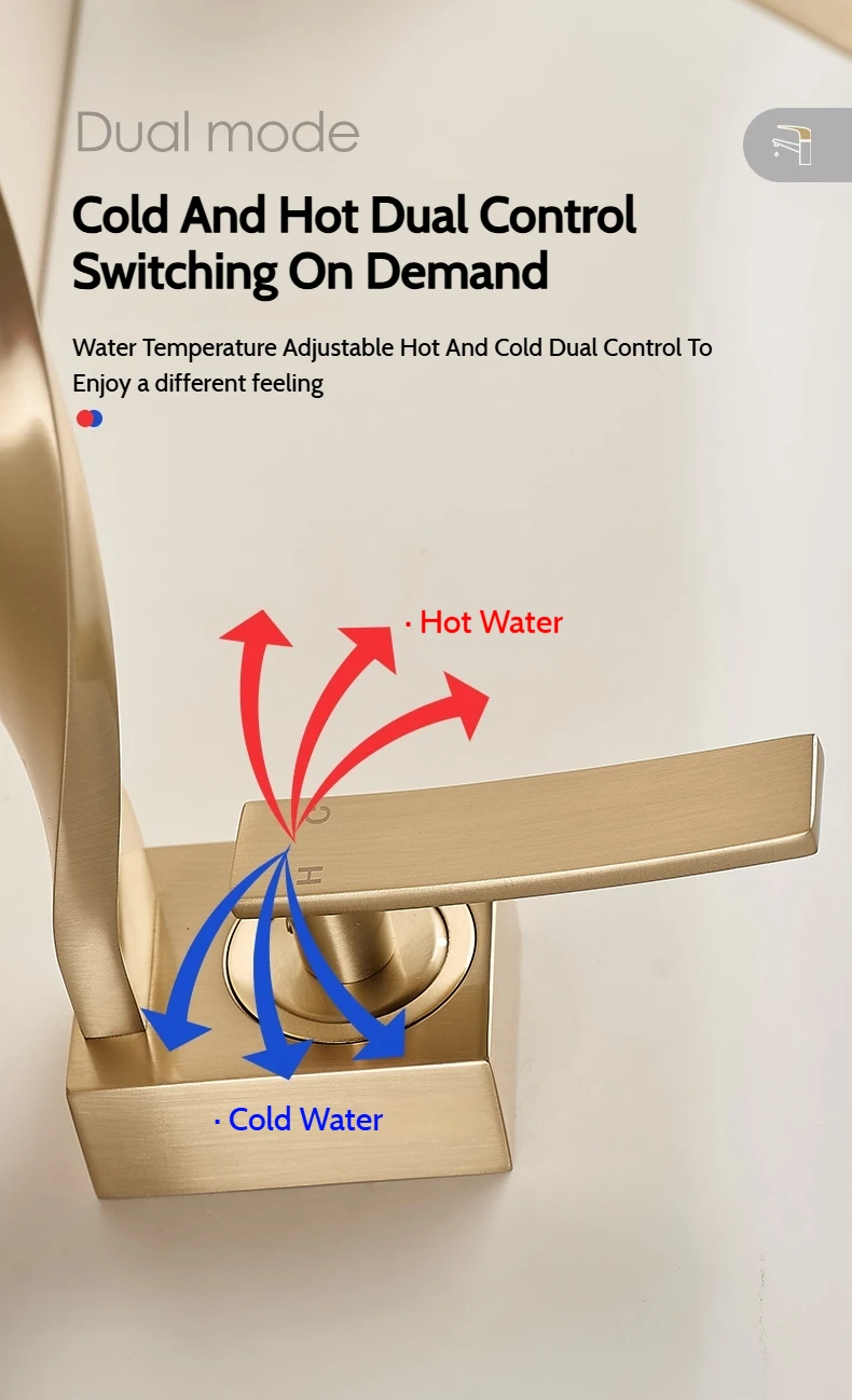 Waterfall Brass Single Hole Mixer Tap Creative Shape Basin Sink Faucet