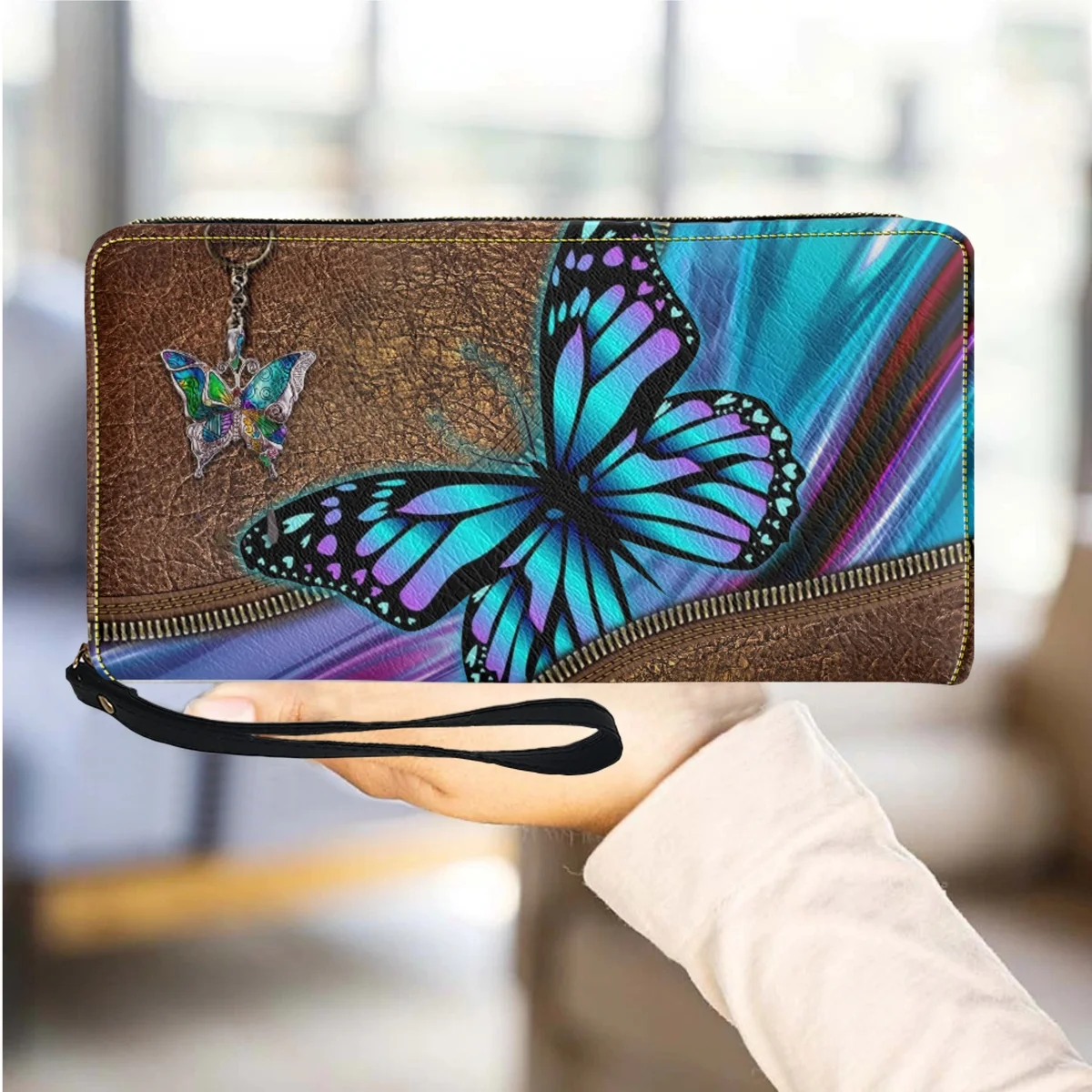 Buy Karmanah Butterfly Engraved Leather Wallet (Zipper), Cognac (Mariposa)  Online at Best Prices in India - JioMart.