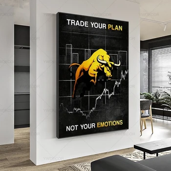 Abstract Bull Market Wall Street Power Bearish And Bullish Canvas Wall Art Decor Poster Stampa Wall Art Office Home Decor Regalo 1