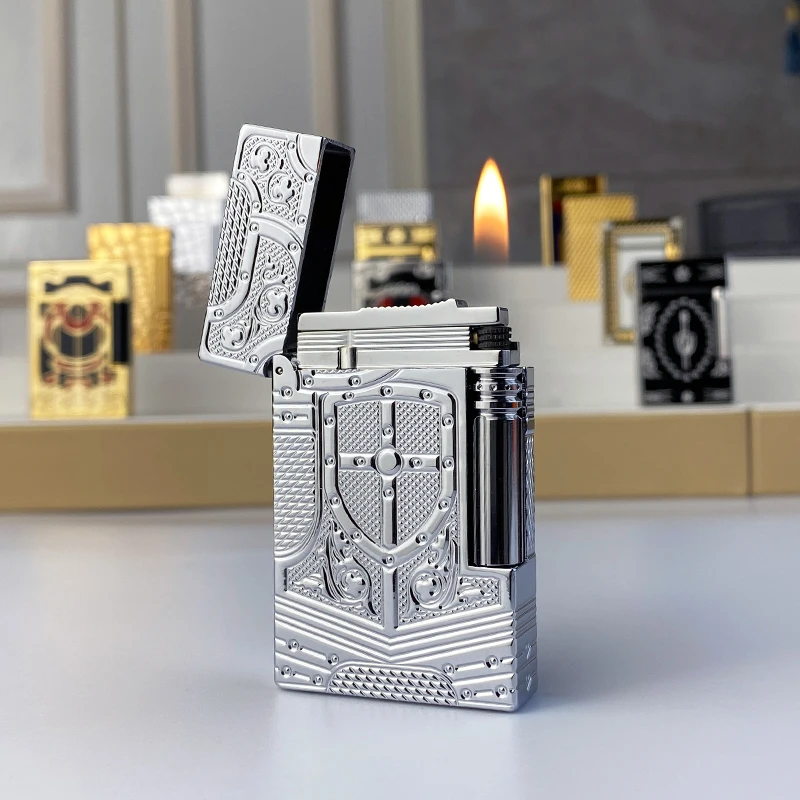 

New commemorative edition single and double flame luxury lighter Ping Sound natural paint cigarette smoking butane lighter